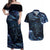 Aotearoa New Zealand Octopus Couples Matching Off Shoulder Maxi Dress and Hawaiian Shirt Silver Fern Maori Pattern