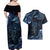 Aotearoa New Zealand Octopus Couples Matching Off Shoulder Maxi Dress and Hawaiian Shirt Silver Fern Maori Pattern