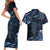 Aotearoa New Zealand Octopus Couples Matching Short Sleeve Bodycon Dress and Hawaiian Shirt Silver Fern Maori Pattern