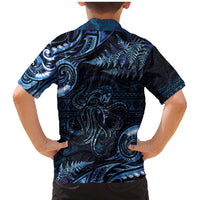 Aotearoa New Zealand Octopus Family Matching Mermaid Dress and Hawaiian Shirt Silver Fern Maori Pattern LT05 - Polynesian Pride