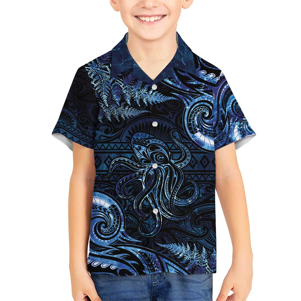 Aotearoa New Zealand Octopus Hawaiian Shirt Silver Fern Maori Pattern LT05 - Polynesian Pride