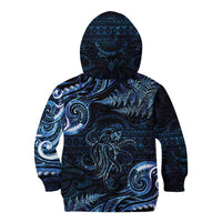Aotearoa New Zealand Octopus Kid Hoodie Silver Fern Maori Pattern
