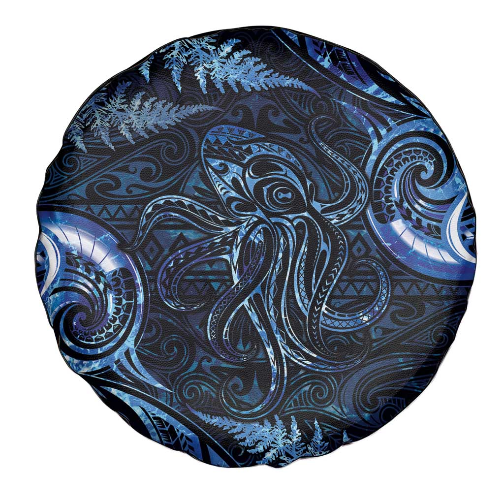 Aotearoa New Zealand Octopus Spare Tire Cover Silver Fern Maori Pattern