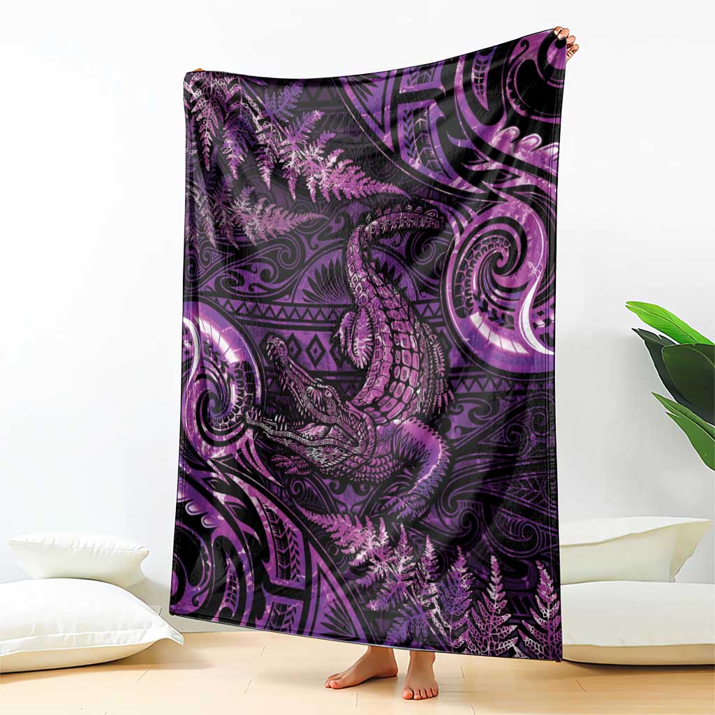 Aotearoa New Zealand Crocodile Blanket Silver Fern Maori Pattern LT05 - Polynesian Pride
