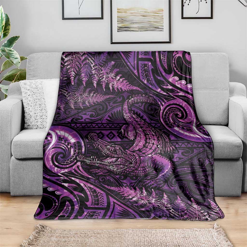 Aotearoa New Zealand Crocodile Blanket Silver Fern Maori Pattern LT05 - Polynesian Pride