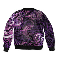 Aotearoa New Zealand Crocodile Bomber Jacket Silver Fern Maori Pattern