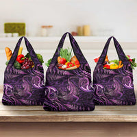 Aotearoa New Zealand Crocodile Grocery Bag Silver Fern Maori Pattern LT05 3-pack One Size Purple - Polynesian Pride
