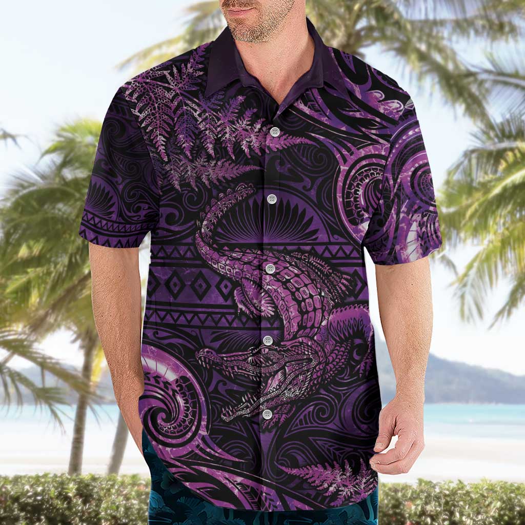 Aotearoa New Zealand Crocodile Hawaiian Shirt Silver Fern Maori Pattern LT05 - Polynesian Pride