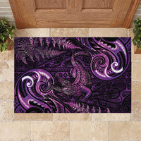 Aotearoa New Zealand Crocodile Rubber Doormat Silver Fern Maori Pattern LT05 Purple - Polynesian Pride