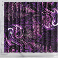 Aotearoa New Zealand Crocodile Shower Curtain Silver Fern Maori Pattern