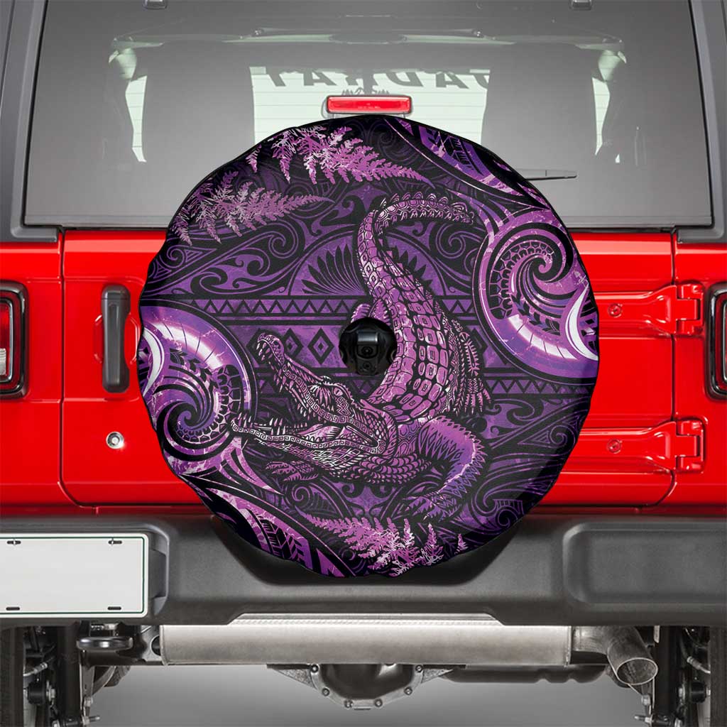Aotearoa New Zealand Crocodile Spare Tire Cover Silver Fern Maori Pattern LT05 - Polynesian Pride
