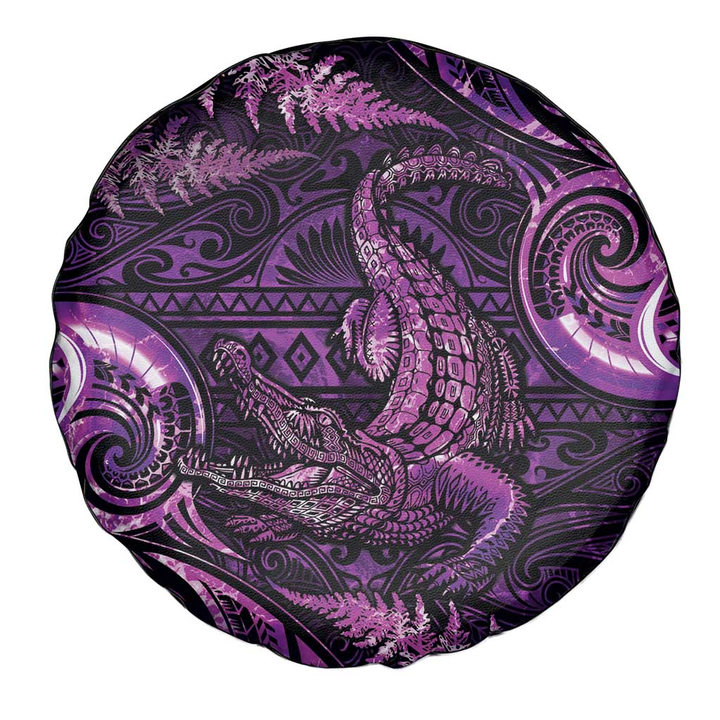Aotearoa New Zealand Crocodile Spare Tire Cover Silver Fern Maori Pattern LT05 - Polynesian Pride