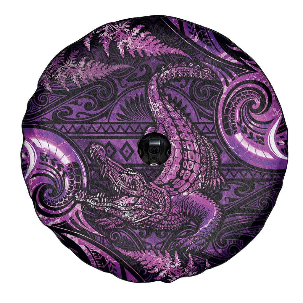 Aotearoa New Zealand Crocodile Spare Tire Cover Silver Fern Maori Pattern LT05 - Polynesian Pride