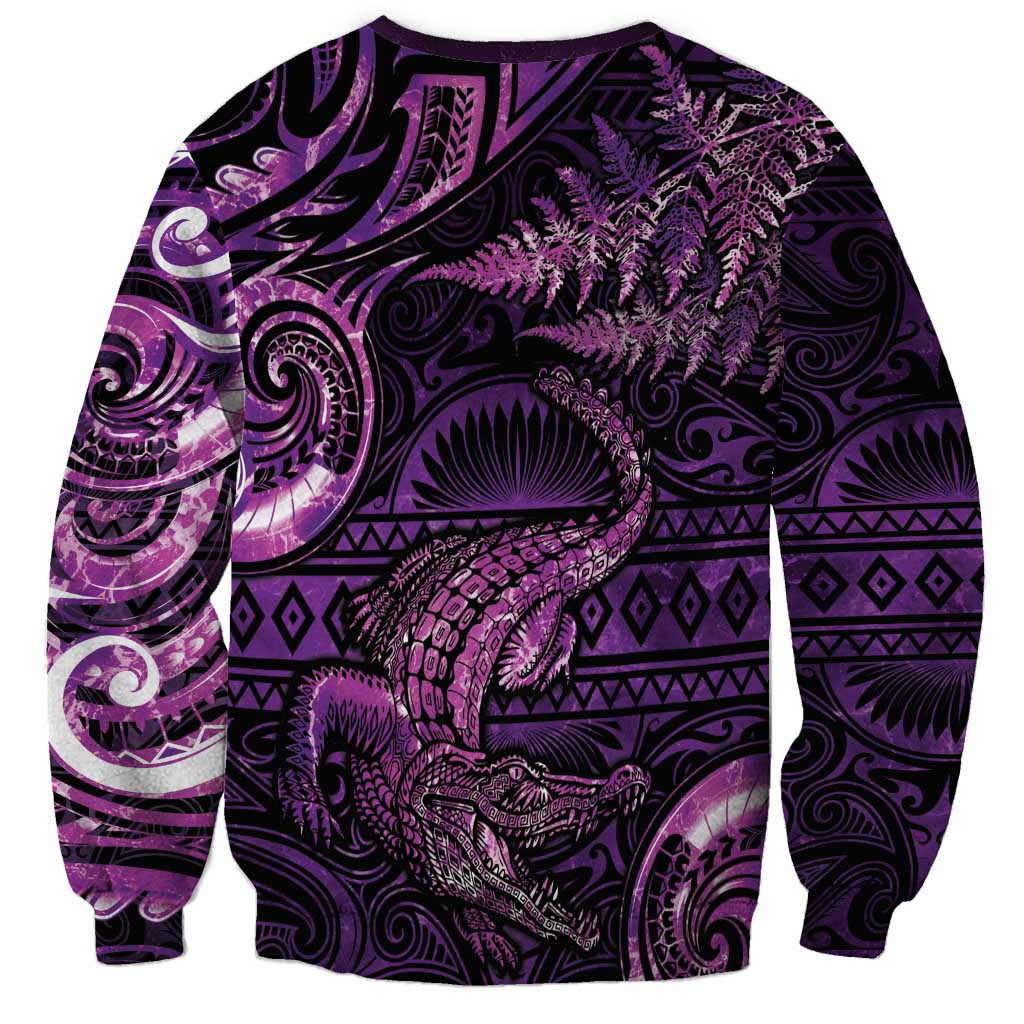 Aotearoa New Zealand Crocodile Sweatshirt Silver Fern Maori Pattern LT05 - Polynesian Pride