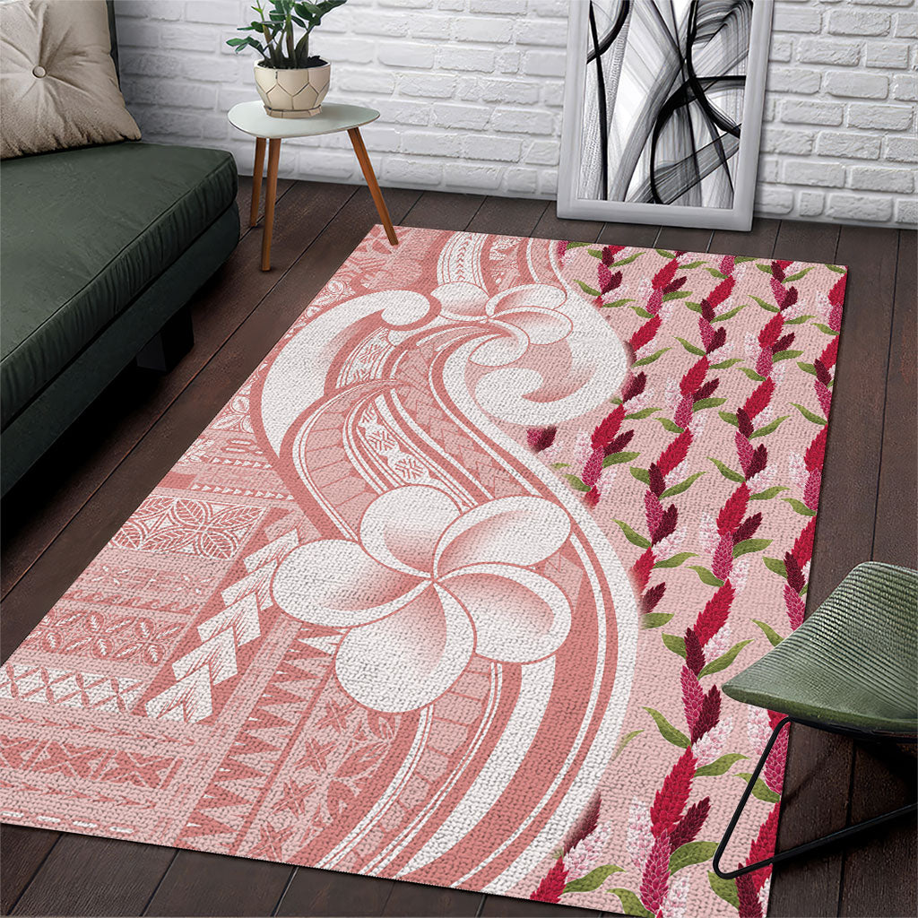 Samoa Teuila Area Rug Pink Samoan Siapo Motifs