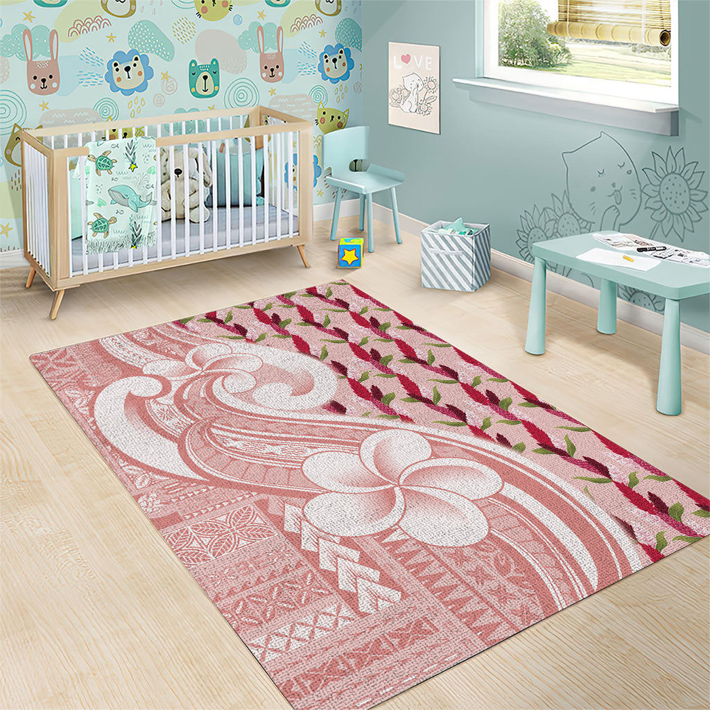 Samoa Teuila Area Rug Pink Samoan Siapo Motifs