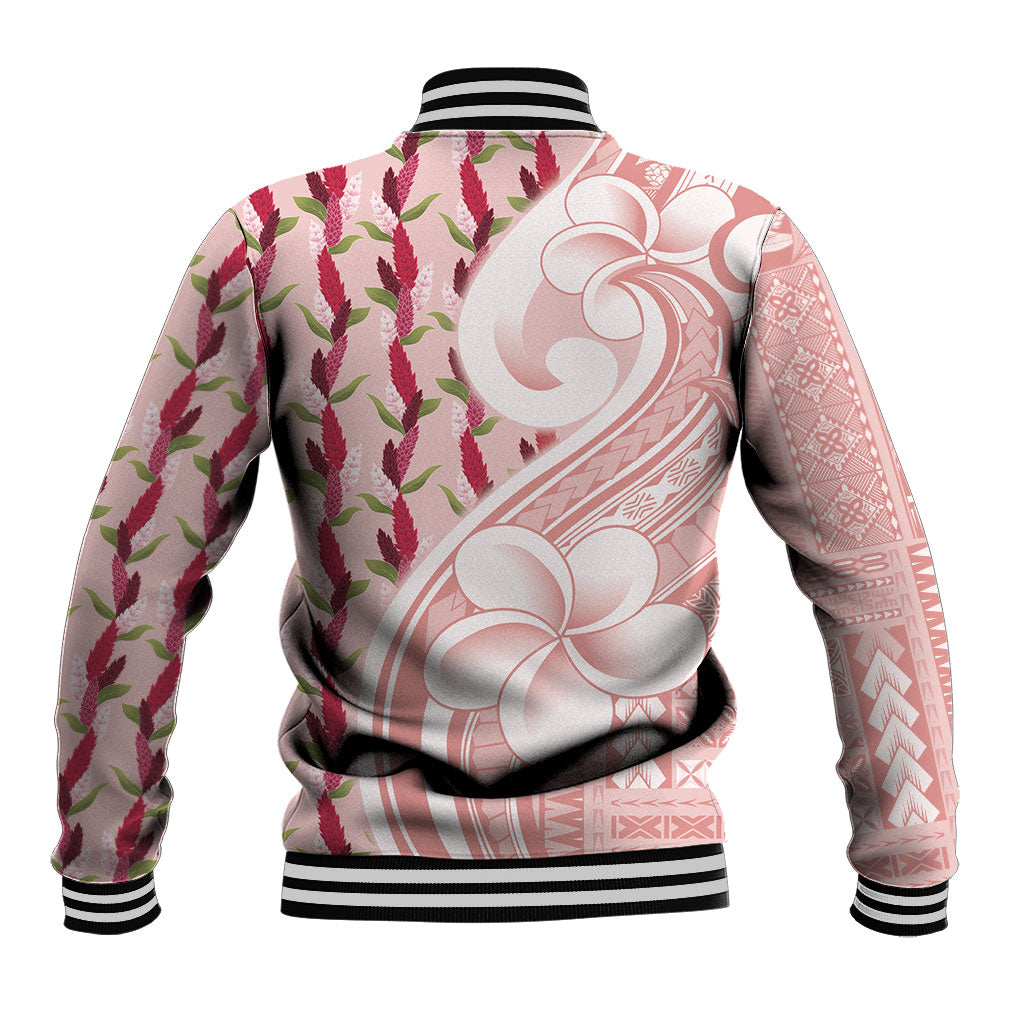 Samoa Teuila Baseball Jacket Pink Samoan Siapo Motifs