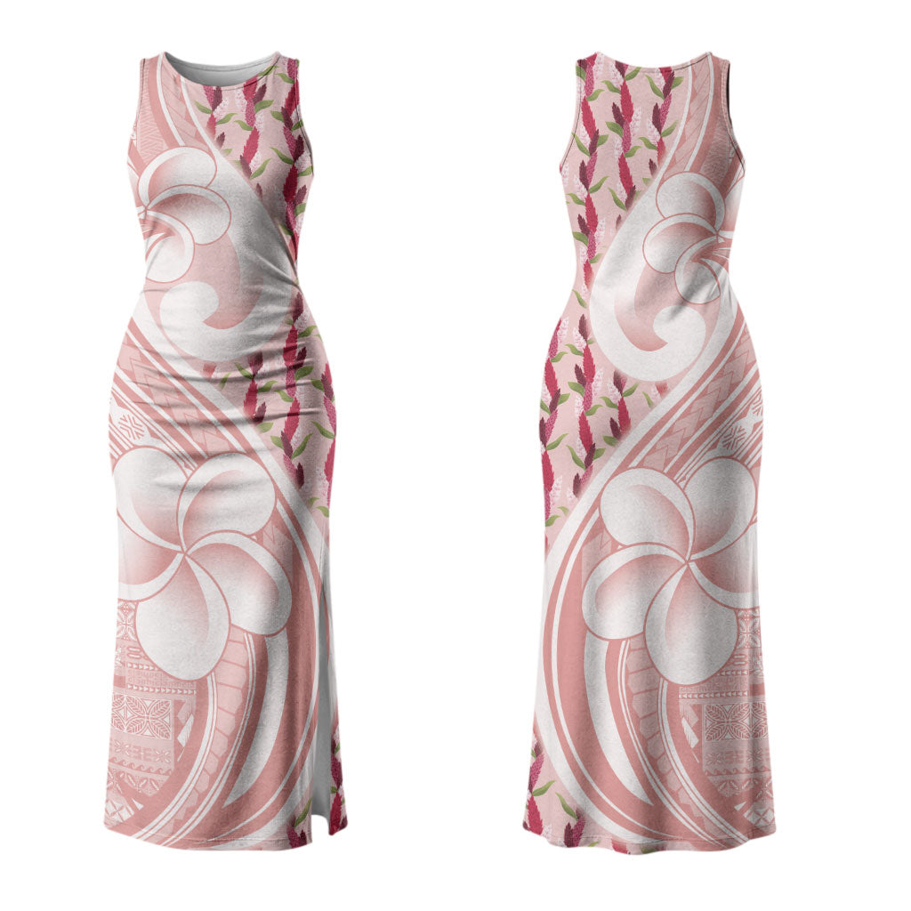 Samoa Teuila Couples Matching Tank Maxi Dress and Hawaiian Shirt Pink Samoan Siapo Motifs LT05 - Polynesian Pride