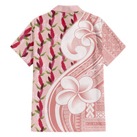 Samoa Teuila Family Matching Long Sleeve Bodycon Dress and Hawaiian Shirt Pink Samoan Siapo Motifs