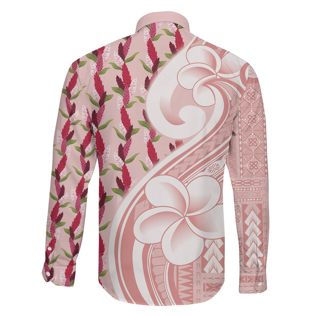 Samoa Teuila Family Matching Off The Shoulder Long Sleeve Dress and Hawaiian Shirt Pink Samoan Siapo Motifs