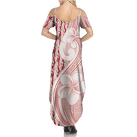 Samoa Teuila Family Matching Summer Maxi Dress and Hawaiian Shirt Pink Samoan Siapo Motifs