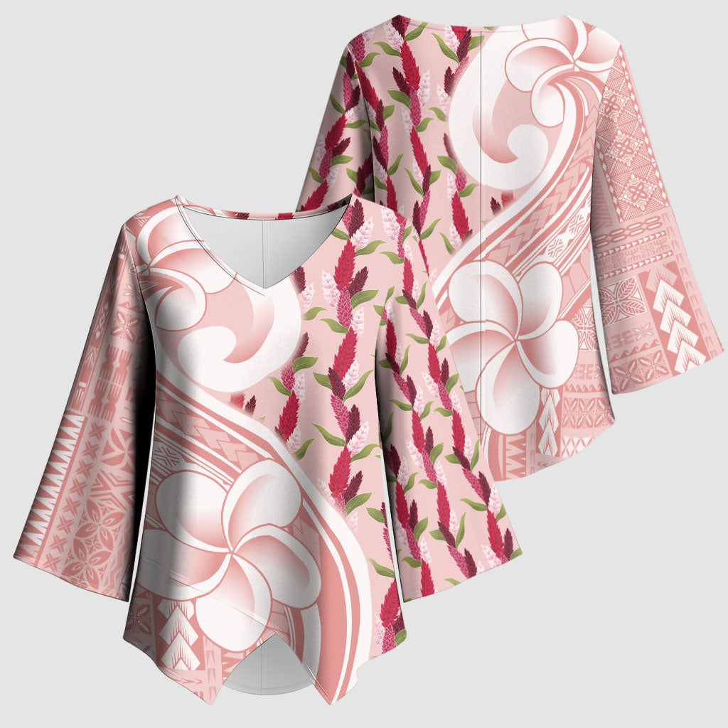 Samoa Teuila Kimono Sleeve Blouse Pink Samoan Siapo Motifs