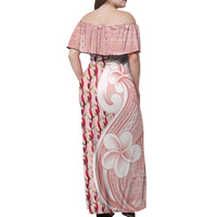 Samoa Teuila Off Shoulder Maxi Dress Pink Samoan Siapo Motifs