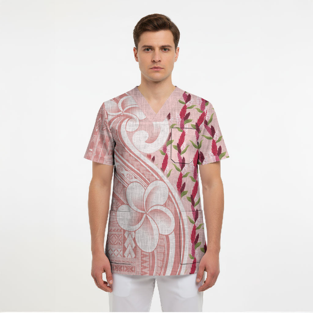 Samoa Teuila Scrub Top Pink Samoan Siapo Motifs