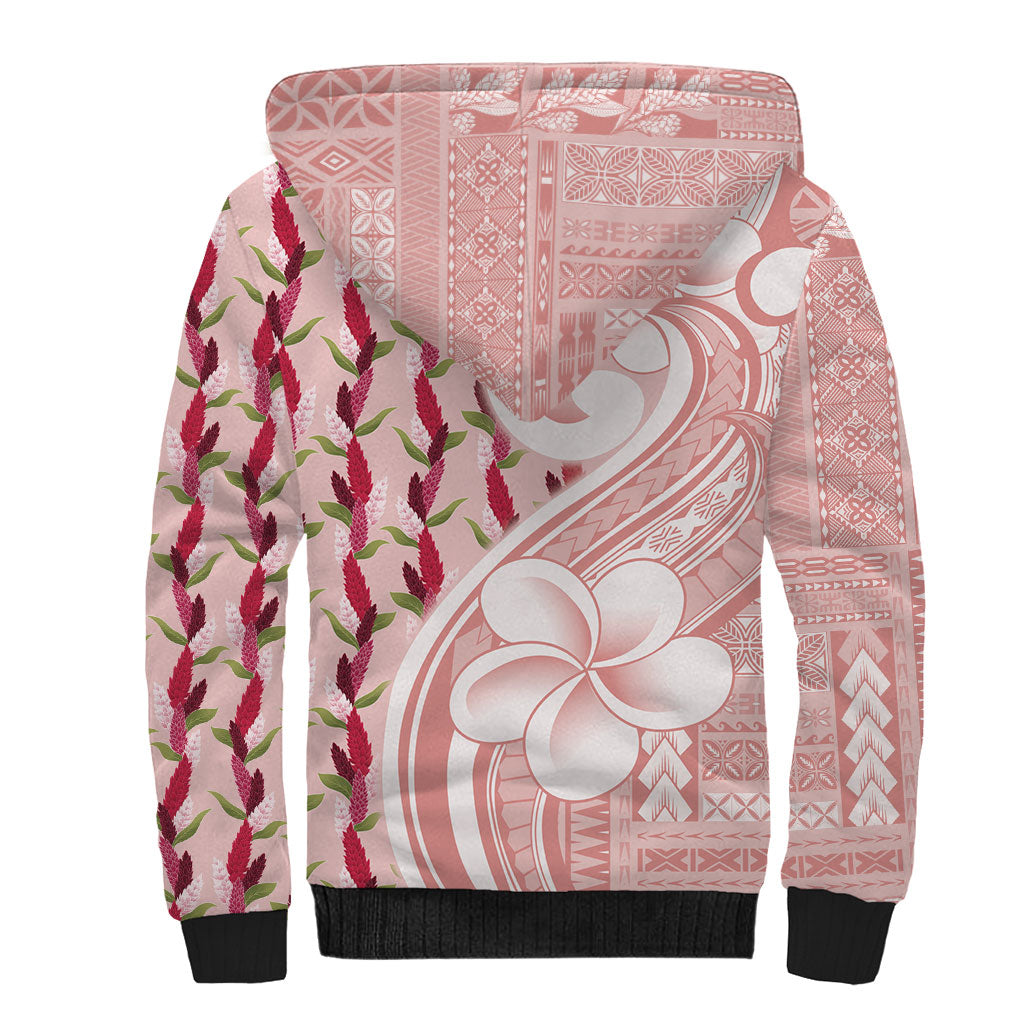Samoa Teuila Sherpa Hoodie Pink Samoan Siapo Motifs