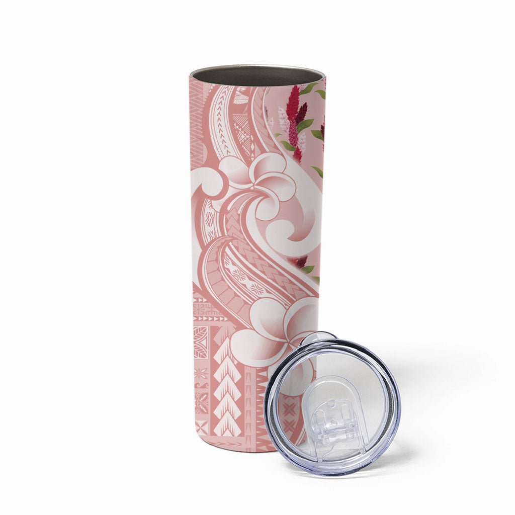 Samoa Teuila Skinny Tumbler Pink Samoan Siapo Motifs