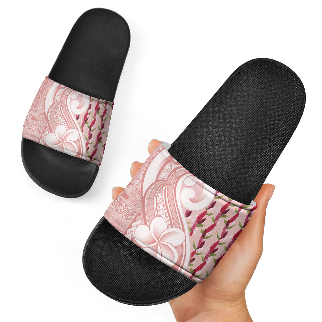 Samoa Teuila Slide Sandals Pink Samoan Siapo Motifs