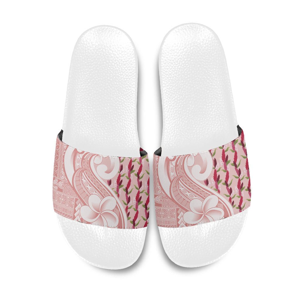 Samoa Teuila Slide Sandals Pink Samoan Siapo Motifs