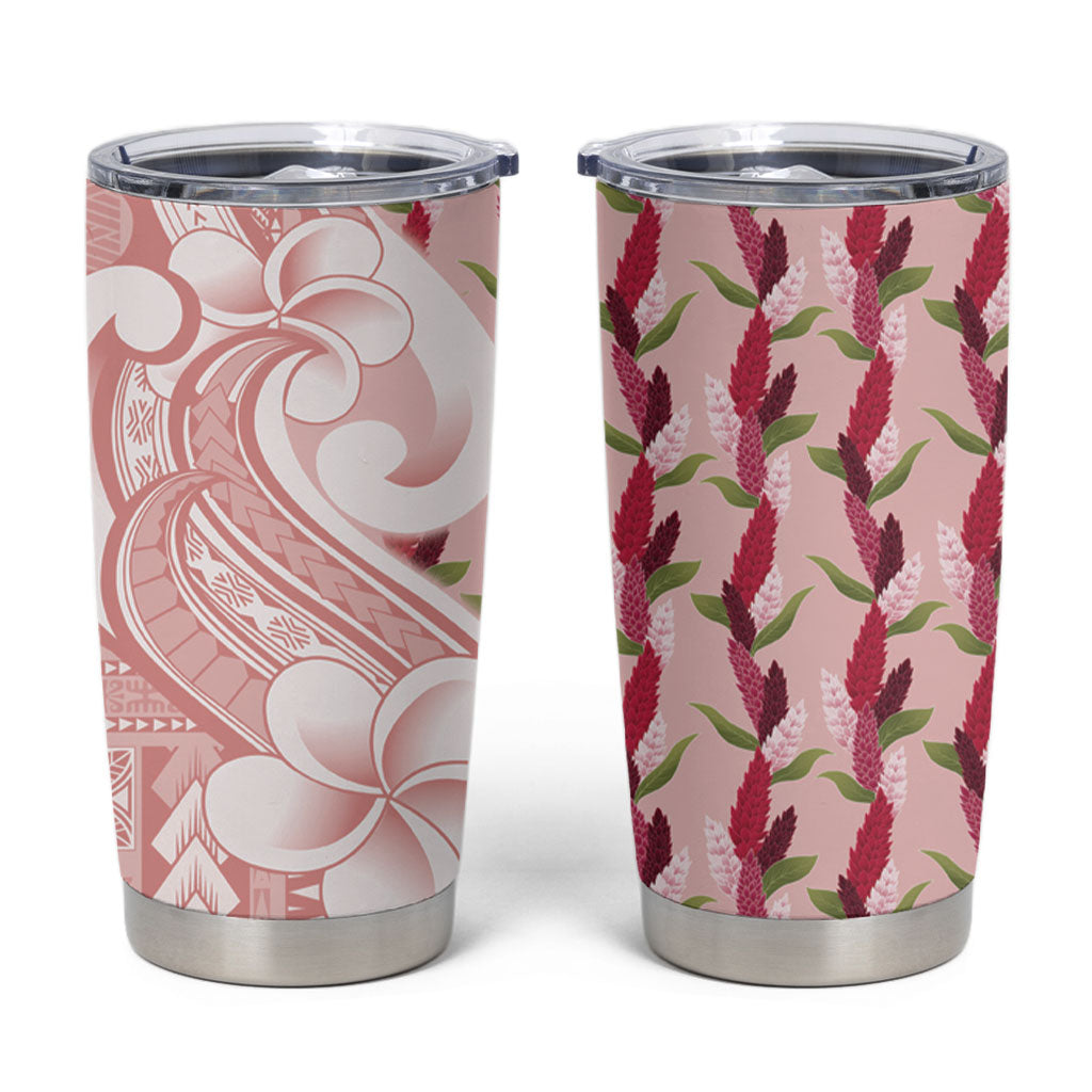 Samoa Teuila Tumbler Cup Pink Samoan Siapo Motifs