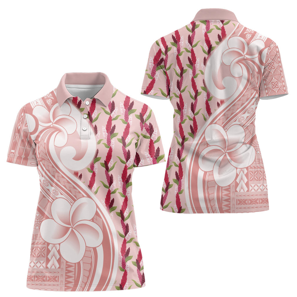 Samoa Teuila Women Polo Shirt Pink Samoan Siapo Motifs