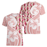 Samoa Teuila Women V-Neck T-Shirt Pink Samoan Siapo Motifs