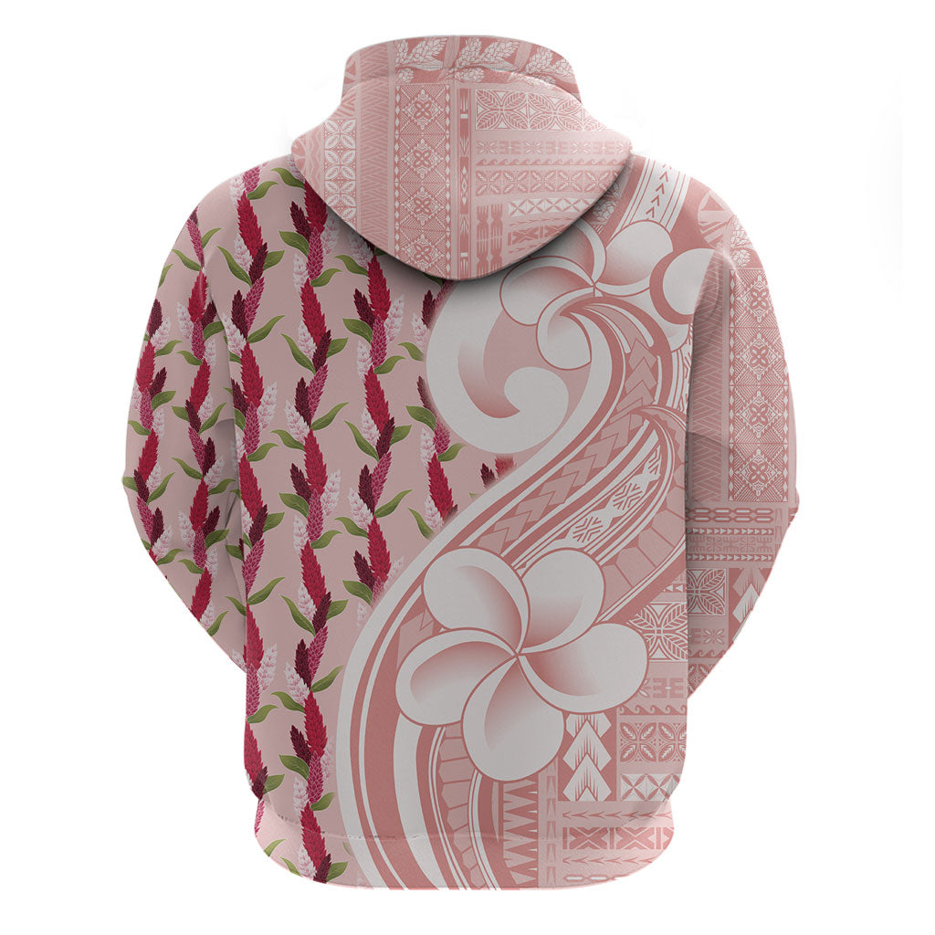 Samoa Teuila Zip Hoodie Pink Samoan Siapo Motifs