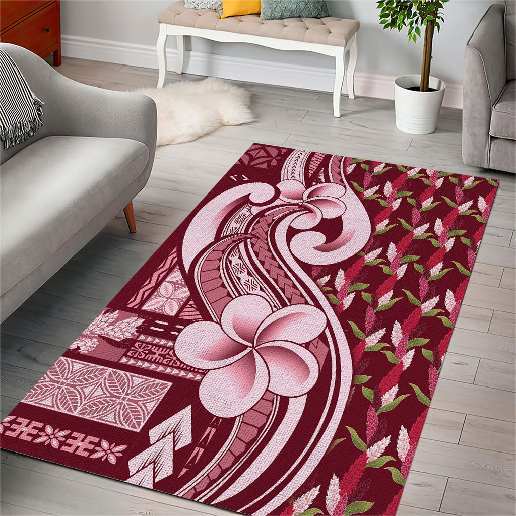 Samoa Teuila Area Rug Maroon Samoan Siapo Motifs