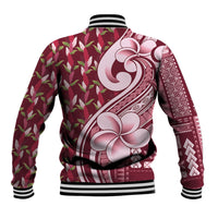 Samoa Teuila Baseball Jacket Maroon Samoan Siapo Motifs