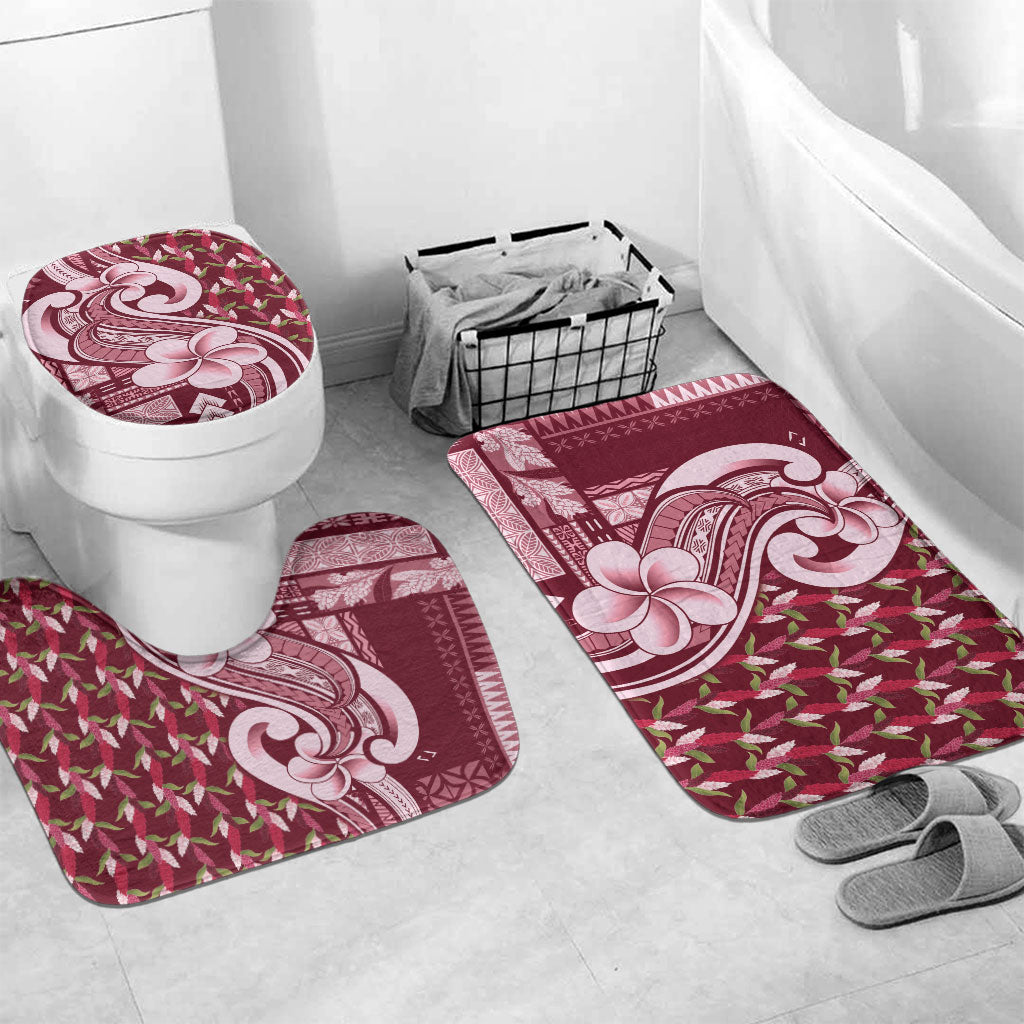 Samoa Teuila Bathroom Set Maroon Samoan Siapo Motifs