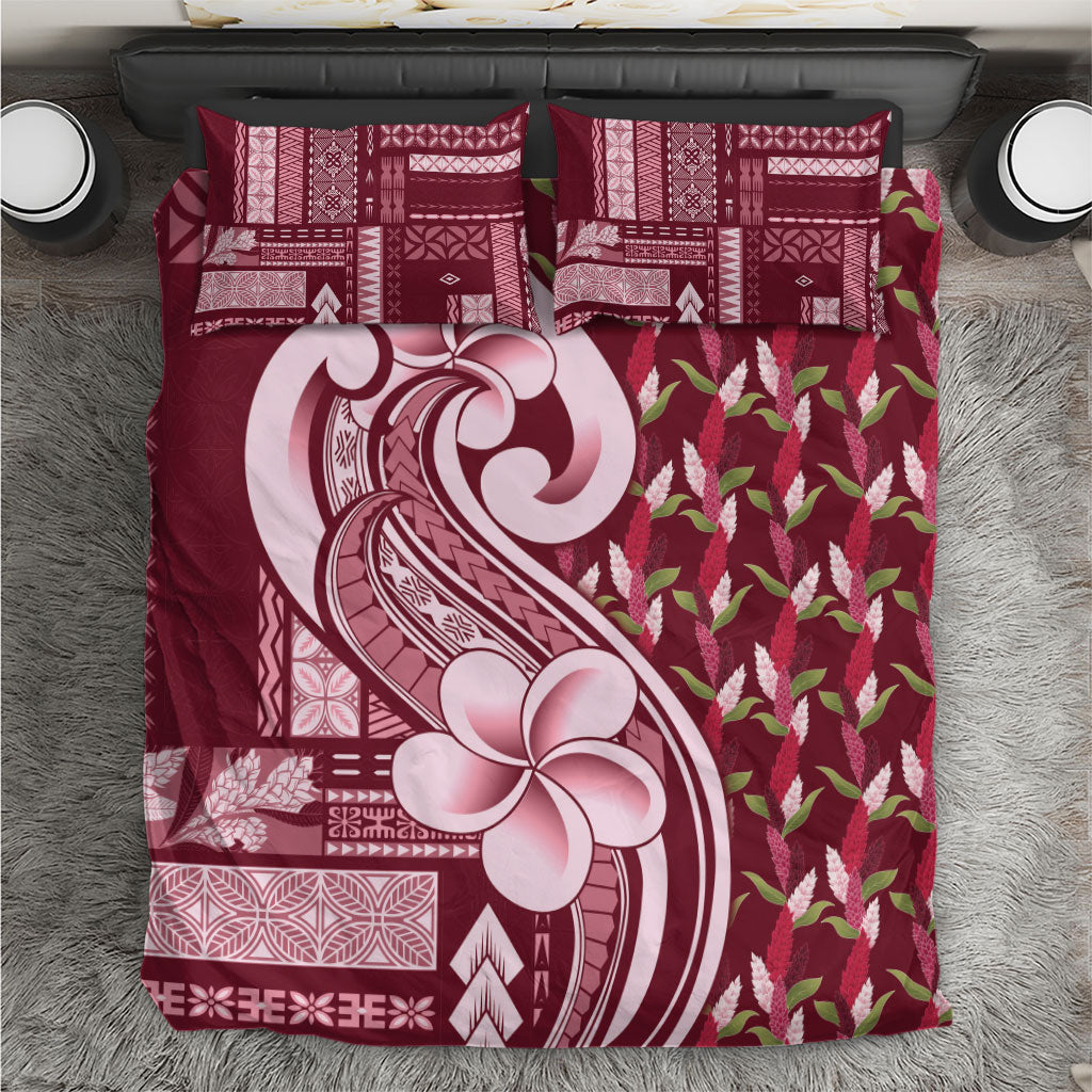Samoa Teuila Bedding Set Maroon Samoan Siapo Motifs LT05 Maroon - Polynesian Pride