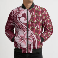 Samoa Teuila Bomber Puffer Jacket Maroon Samoan Siapo Motifs