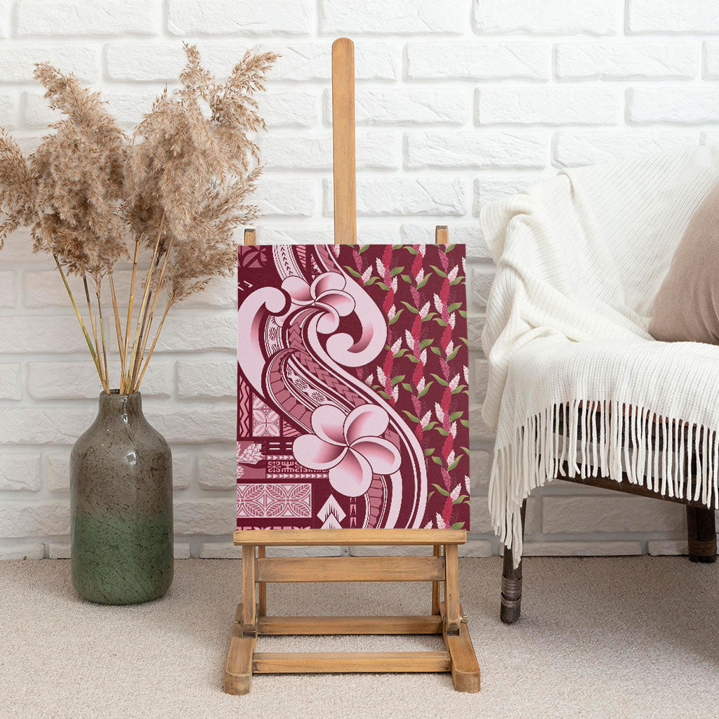 Samoa Teuila Canvas Wall Art Maroon Samoan Siapo Motifs