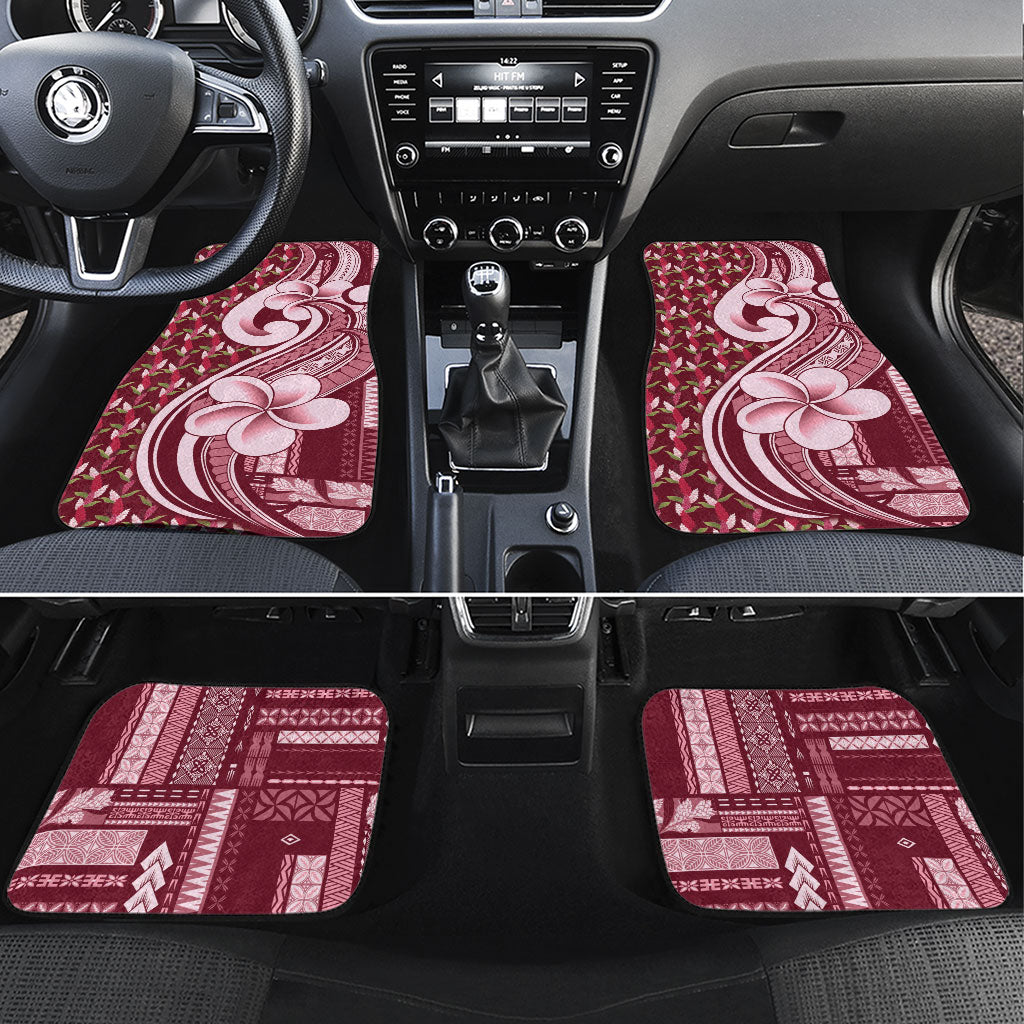 Samoa Teuila Car Mats Maroon Samoan Siapo Motifs LT05 Set 4pcs Maroon - Polynesian Pride