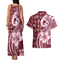Samoa Teuila Couples Matching Tank Maxi Dress and Hawaiian Shirt Maroon Samoan Siapo Motifs