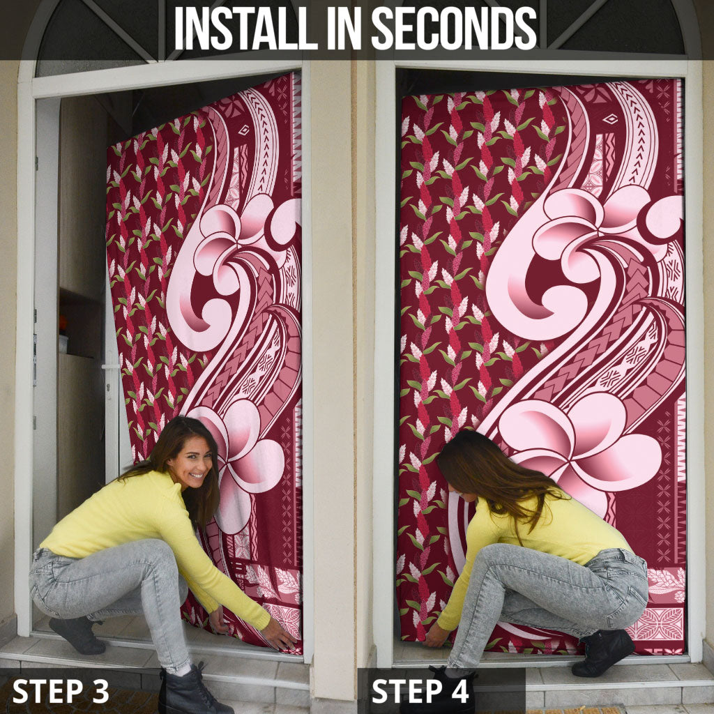 Samoa Teuila Door Cover Maroon Samoan Siapo Motifs
