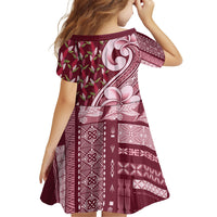 Samoa Teuila Family Matching Off Shoulder Maxi Dress and Hawaiian Shirt Maroon Samoan Siapo Motifs