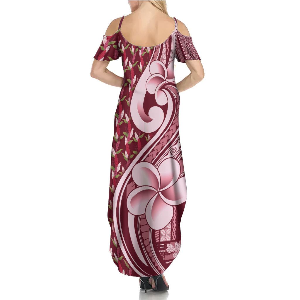 Samoa Teuila Family Matching Summer Maxi Dress and Hawaiian Shirt Maroon Samoan Siapo Motifs