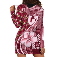 Samoa Teuila Hoodie Dress Maroon Samoan Siapo Motifs