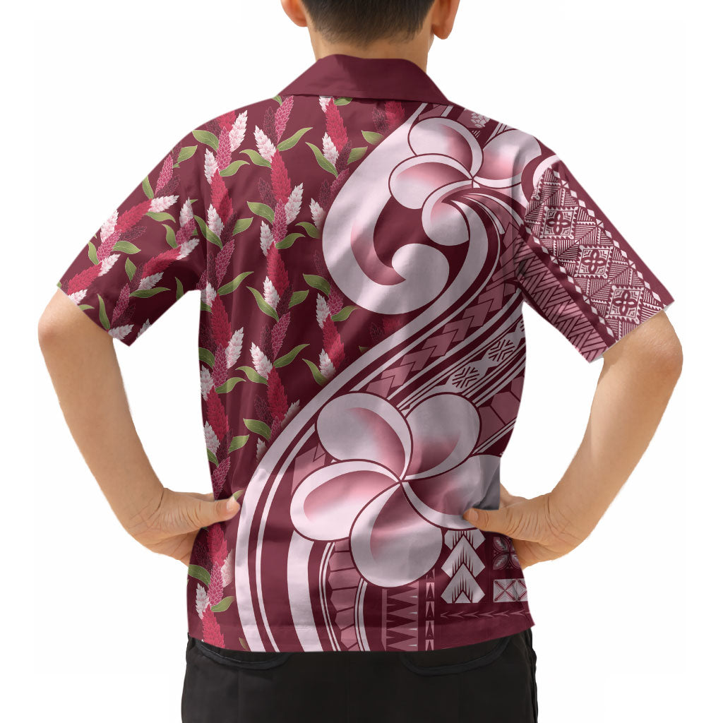 Samoa Teuila Kid Hawaiian Shirt Maroon Samoan Siapo Motifs LT05