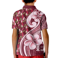 Samoa Teuila Kid Polo Shirt Maroon Samoan Siapo Motifs